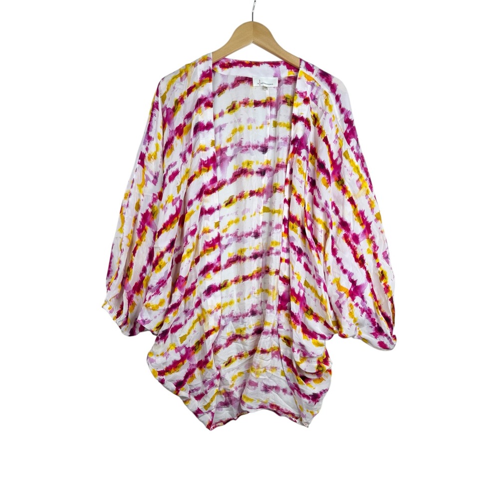 Anthropologie Pink Yellow Dip Dyed Cocoon Kimono Cover Up Cardigan